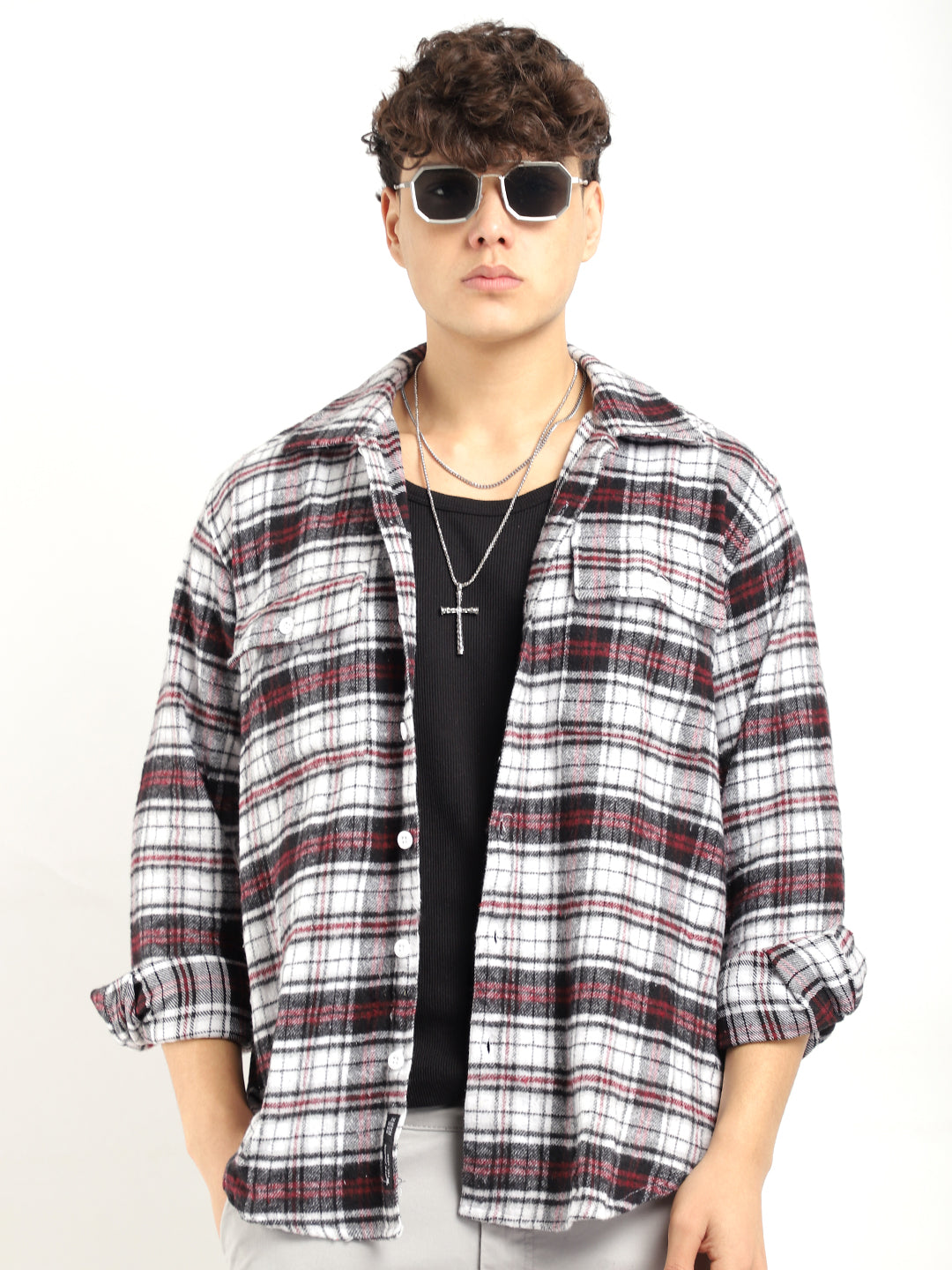 Flannel Check Shirt Men