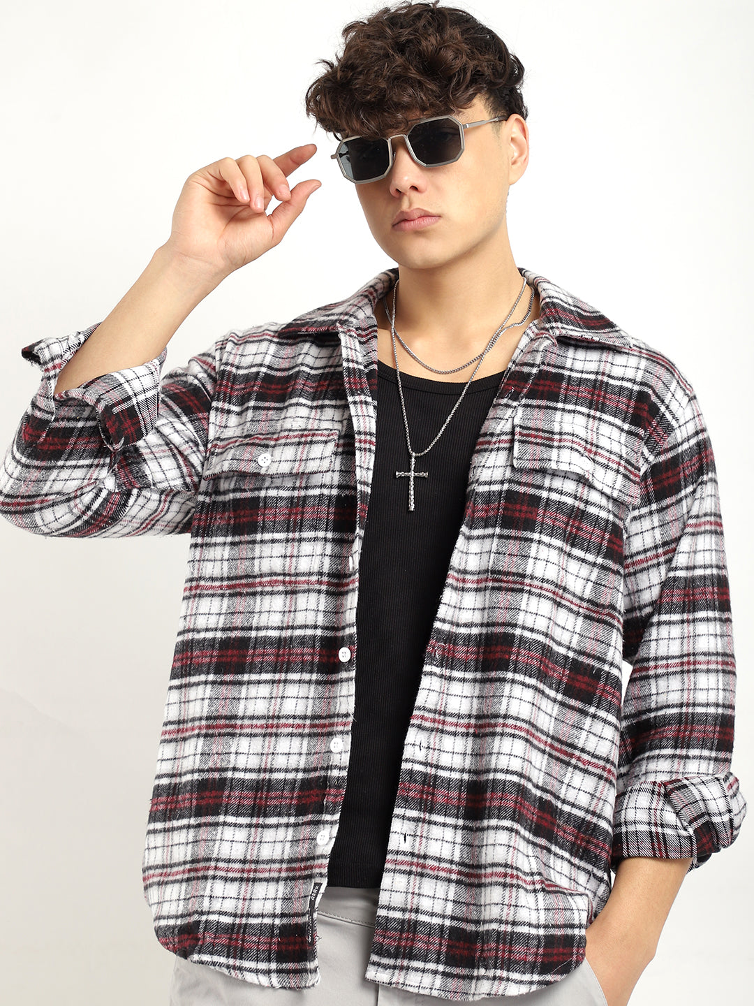 Flannel Check Shirt Men