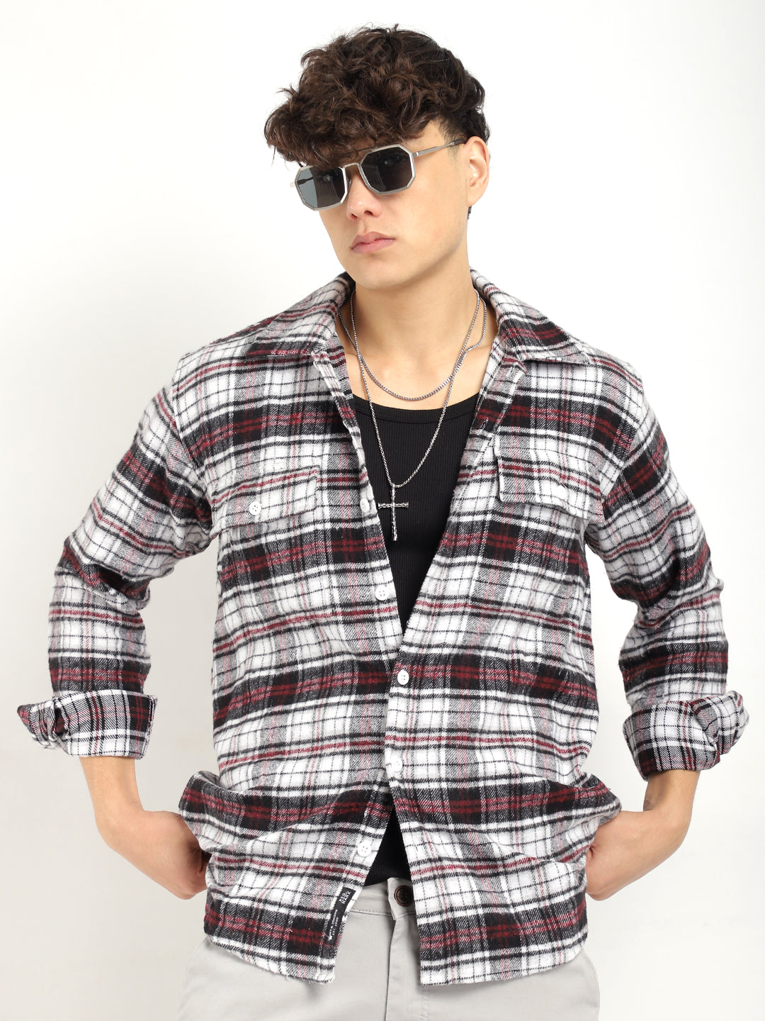 Flannel Check Shirt Men