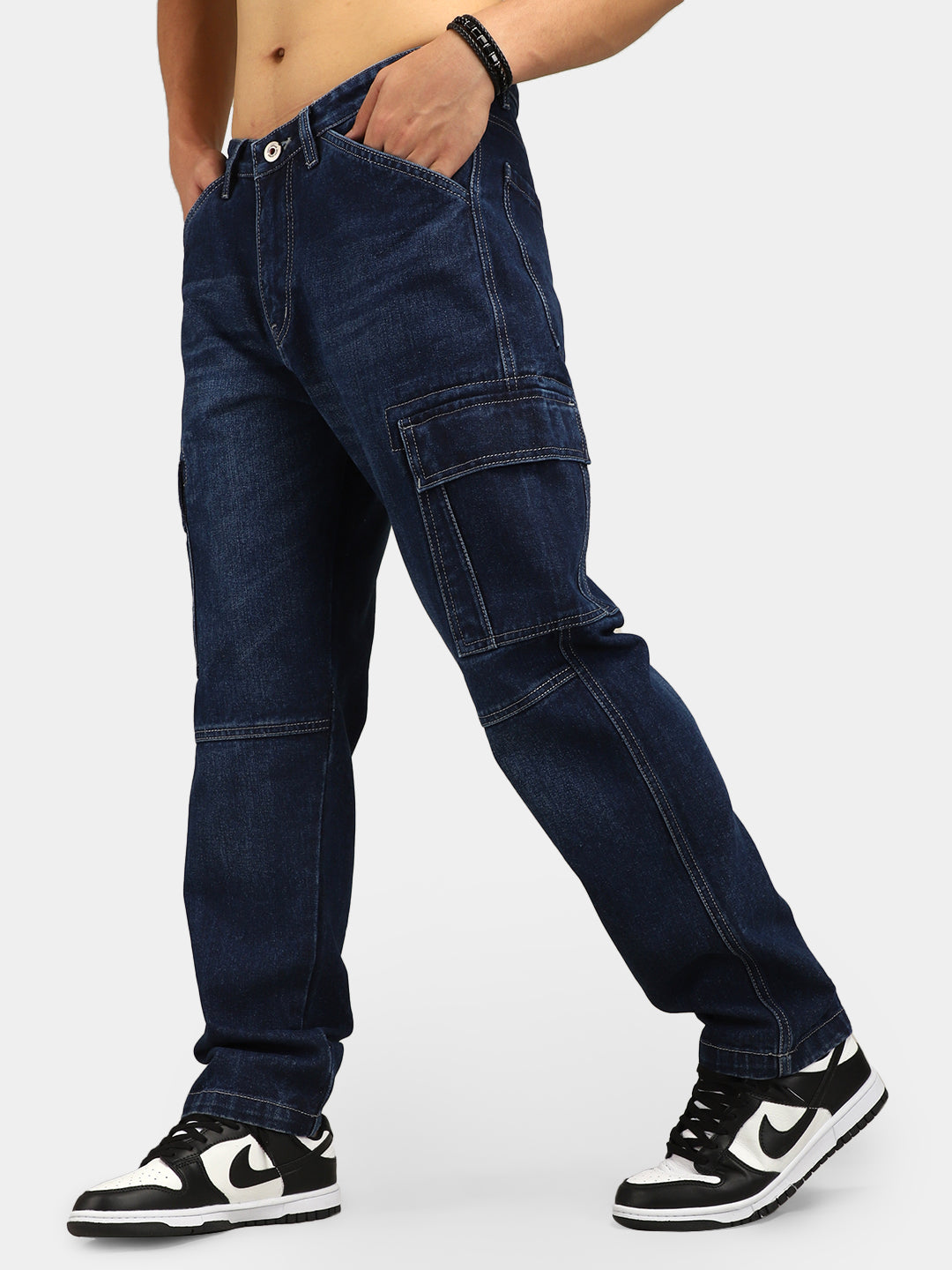 Dice Blue Baggy Fit Denim Cargo