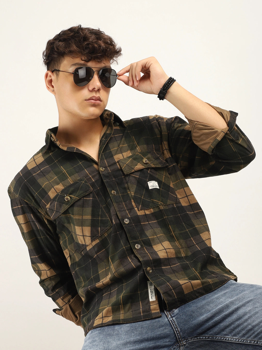 Checked Khaki Full Sleeve Shirt