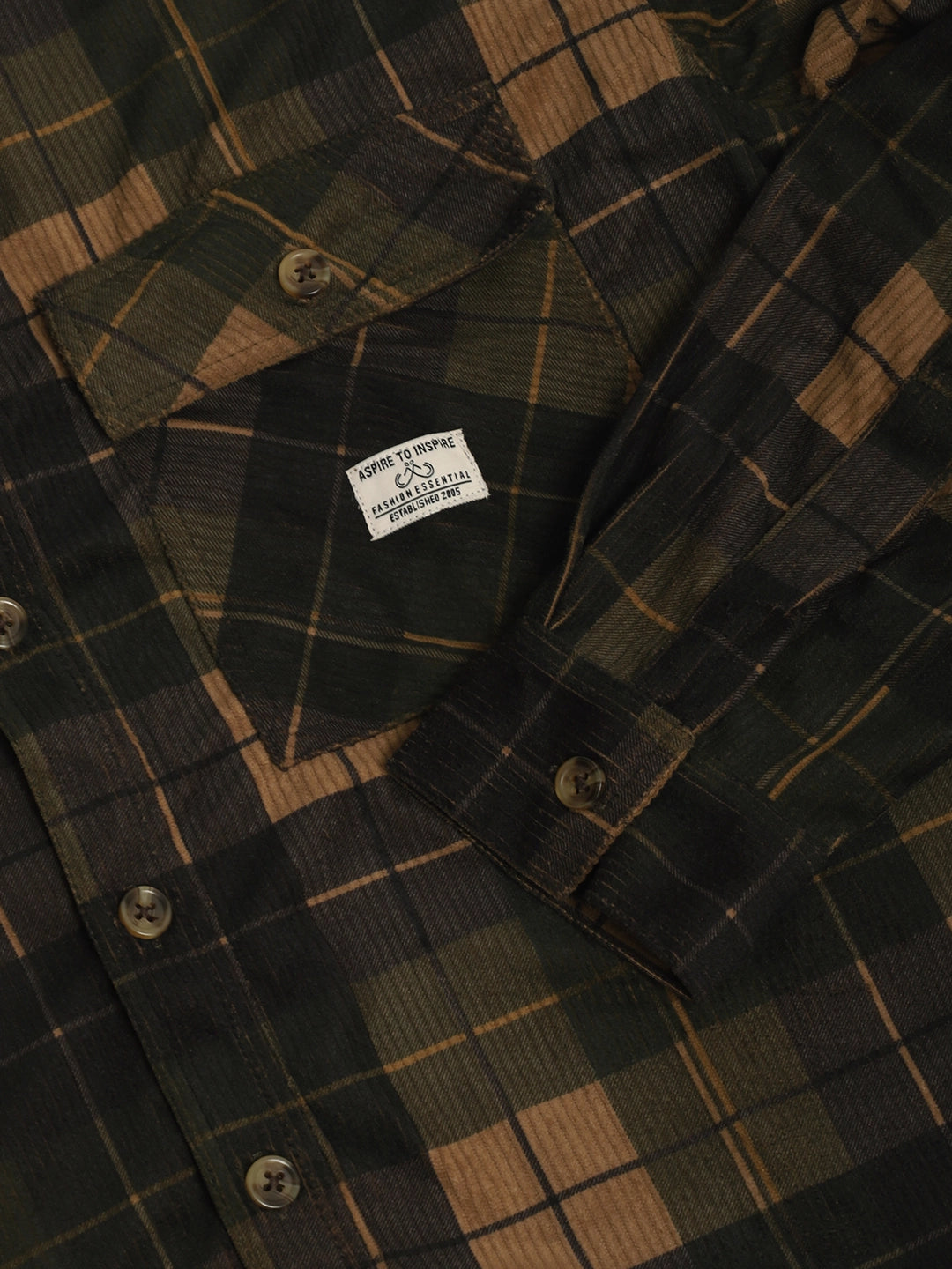 Checked Khaki Full Sleeve Shirt