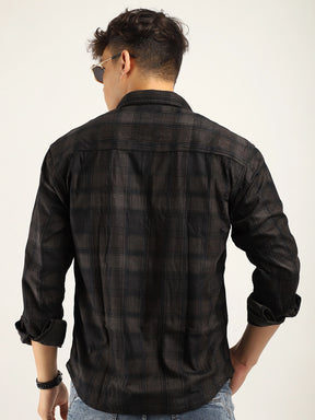 Checked Dark Grey Full Sleeve Shirt