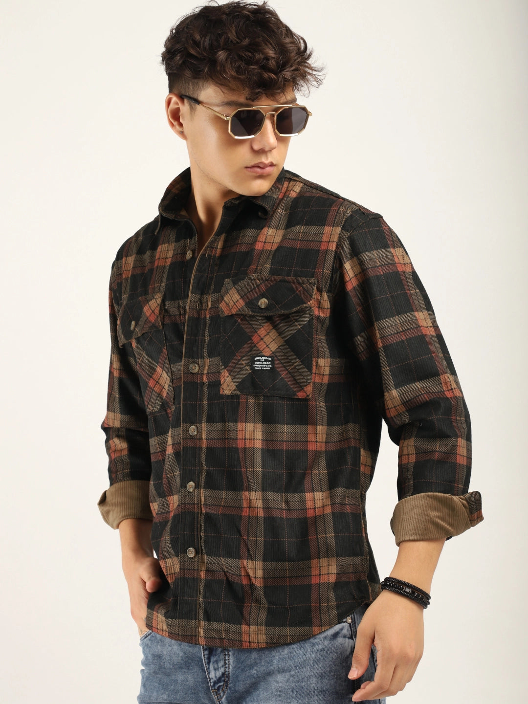 Dope Brown Check Full Sleeve Shirt