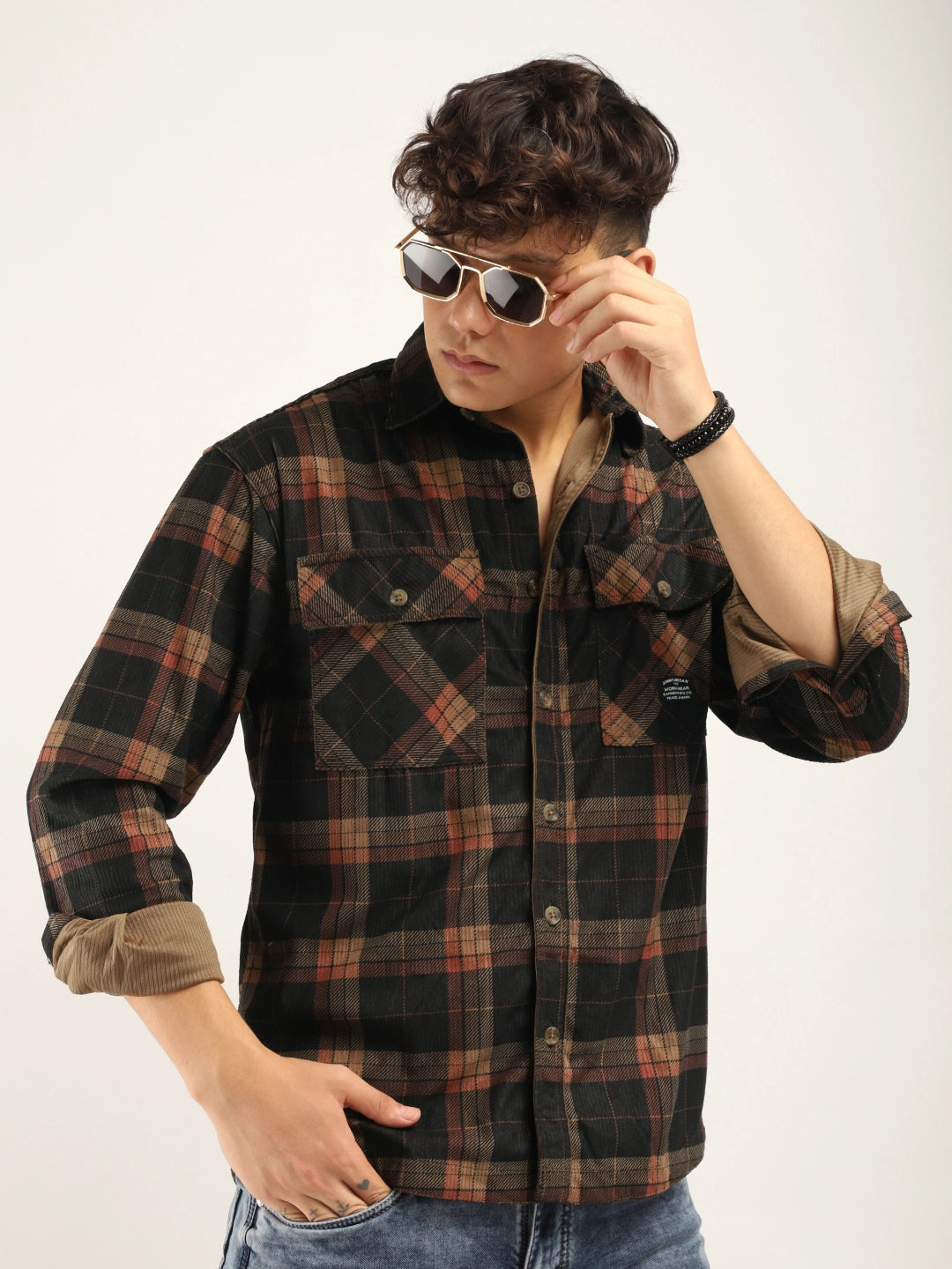 Dope Brown Check Full Sleeve Shirt