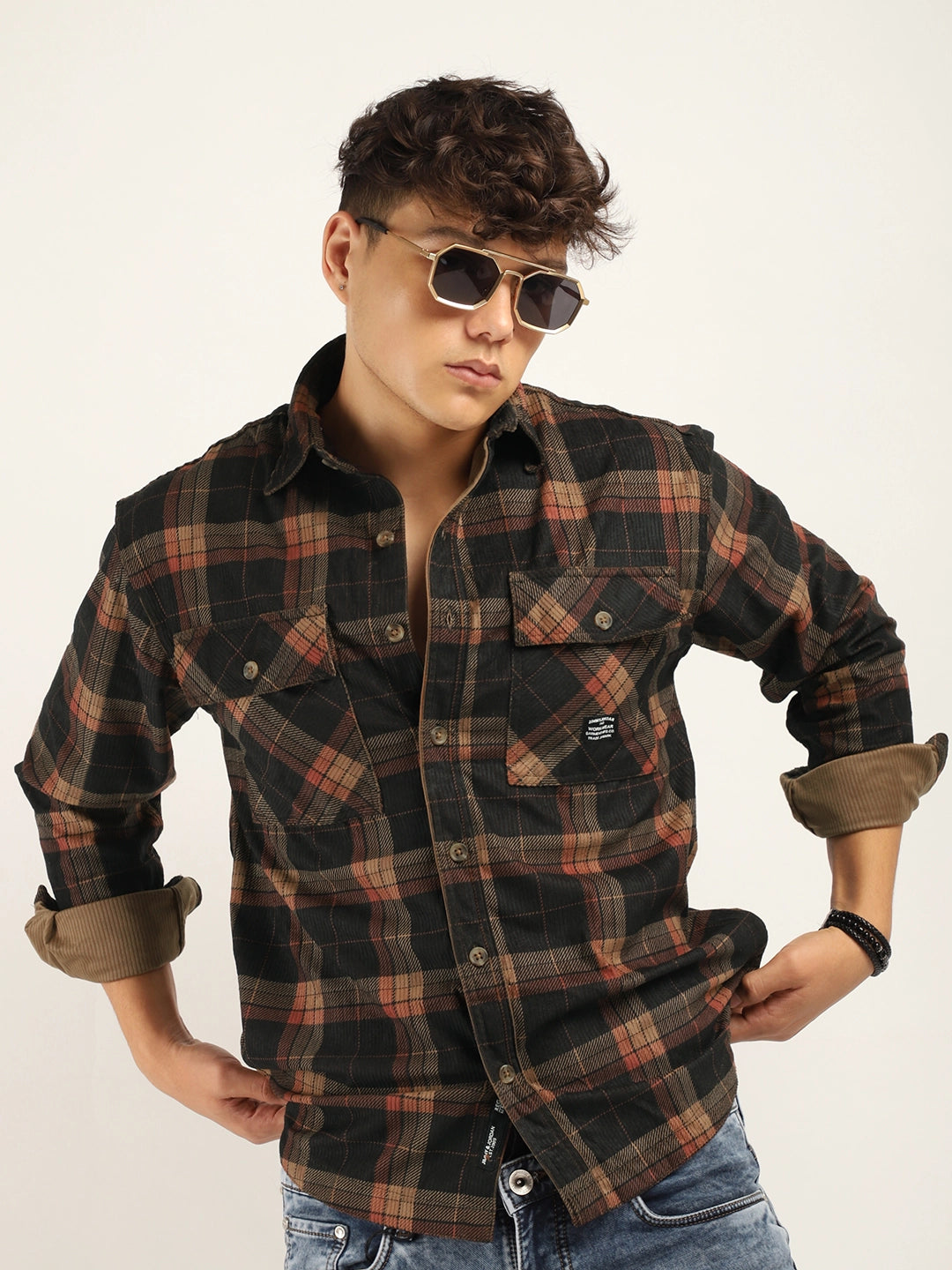 Dope Brown Check Full Sleeve Shirt