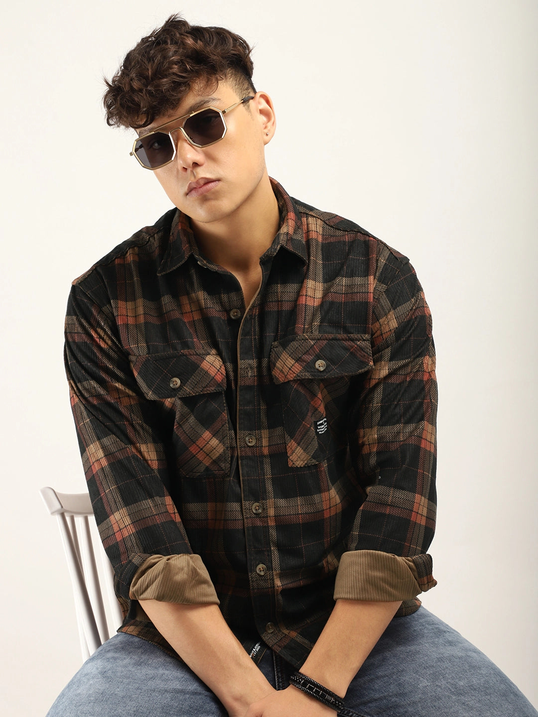 Dope Brown Check Full Sleeve Shirt