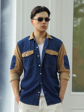 Luxe Fit Mid Night Blue Washed Denim Shirt