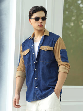 Luxe Fit Mid Night Blue Washed Denim Shirt