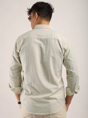 Beige Regular Fit Full Sleeve Shirt