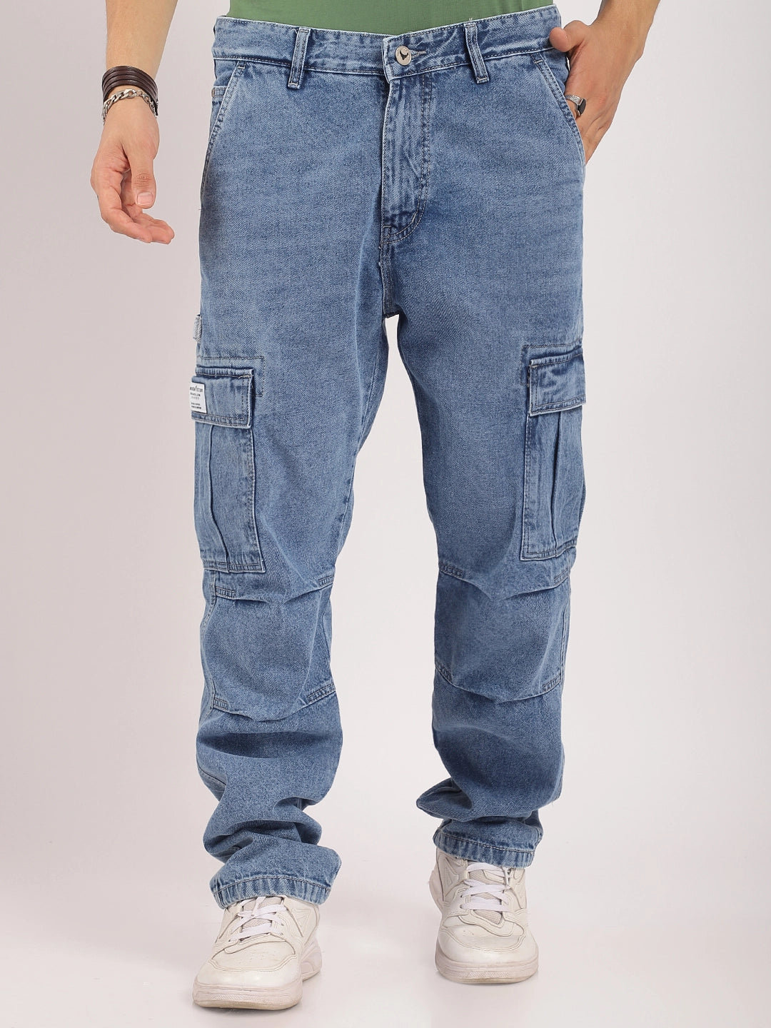 Celshade Light Blue Baggy Fit Denim Cargo