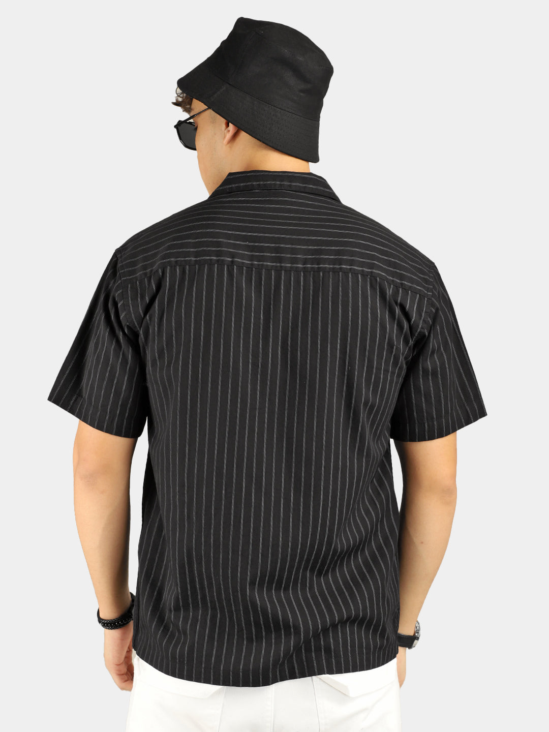 Stripe Vibe BlacK Half Sleeve Shirt