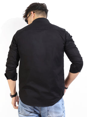 Calista Black Mandarin Shirt
