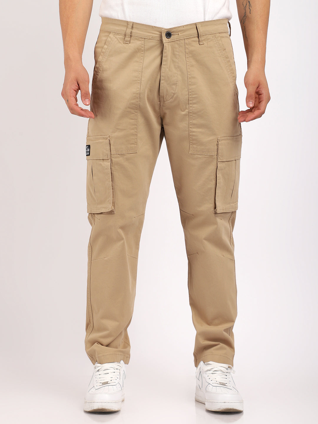Beige Cotton Cargo Men