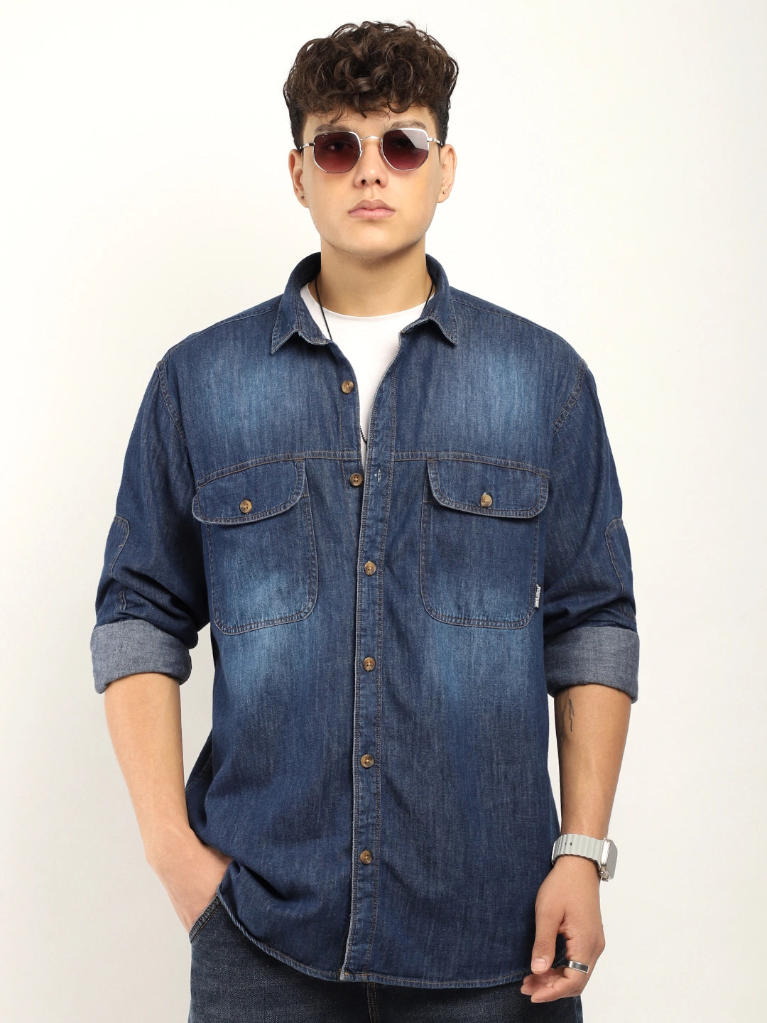 Skyline Stitches Blue Denim Shirt