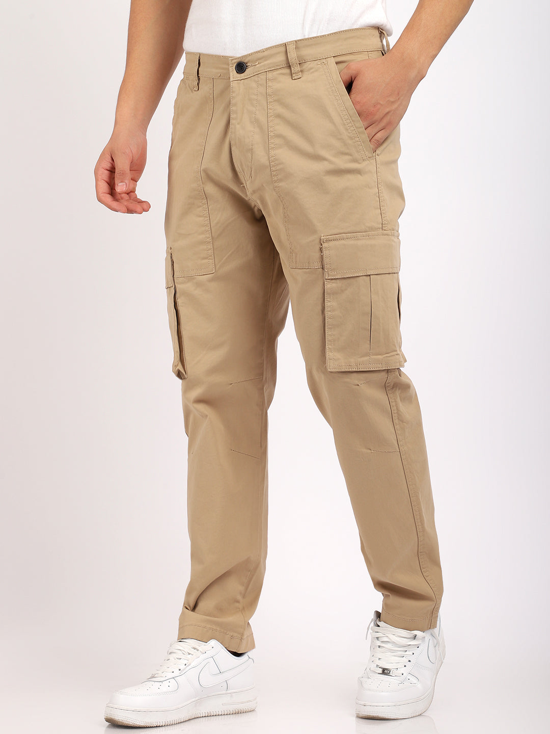 Beige Cotton Cargo Men