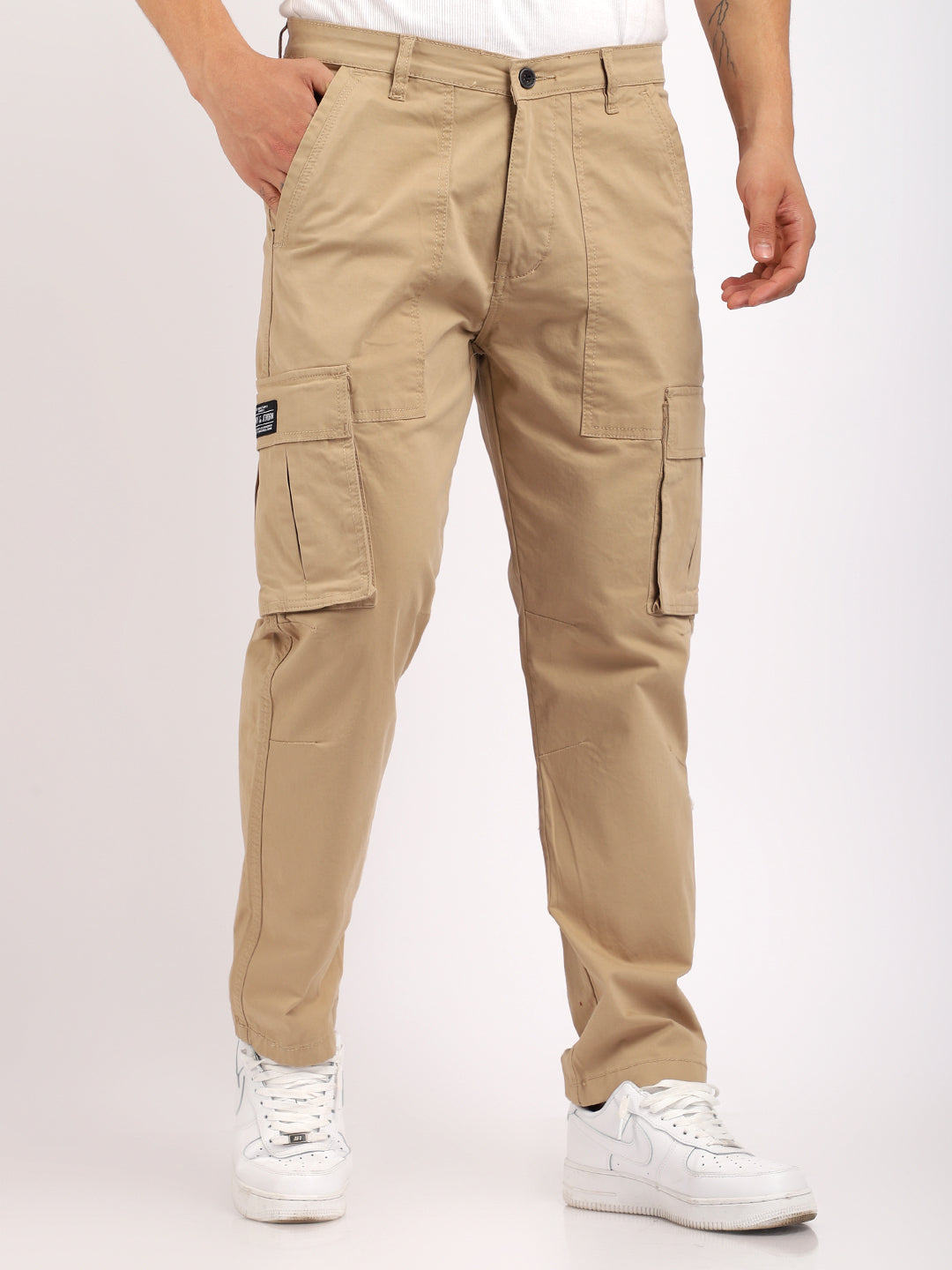 Beige Cotton Cargo Men