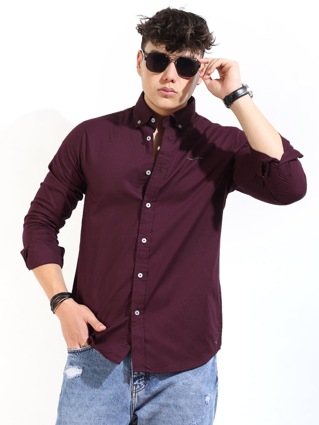 Calista Wine Mandarin Shirt