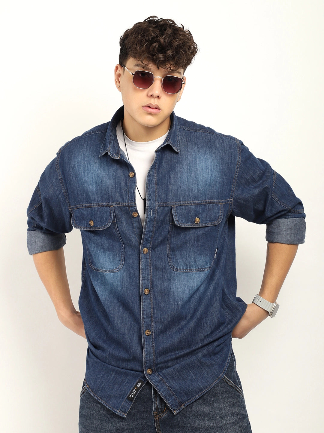 Skyline Stitches Blue Denim Shirt