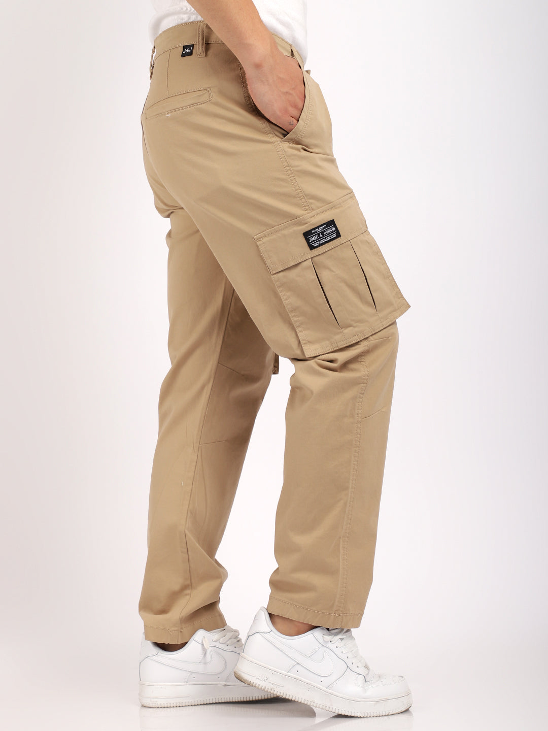 Beige Cotton Cargo Men