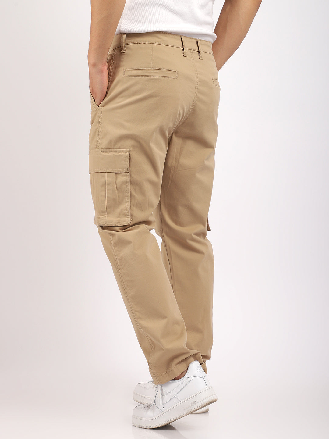 Beige Cotton Cargo Men