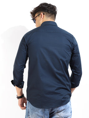 Calista Navy Mandarin Shirt