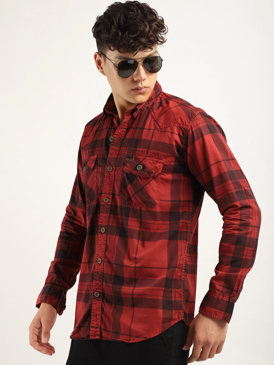 Doric Checks Red Full Sleeve Shirt