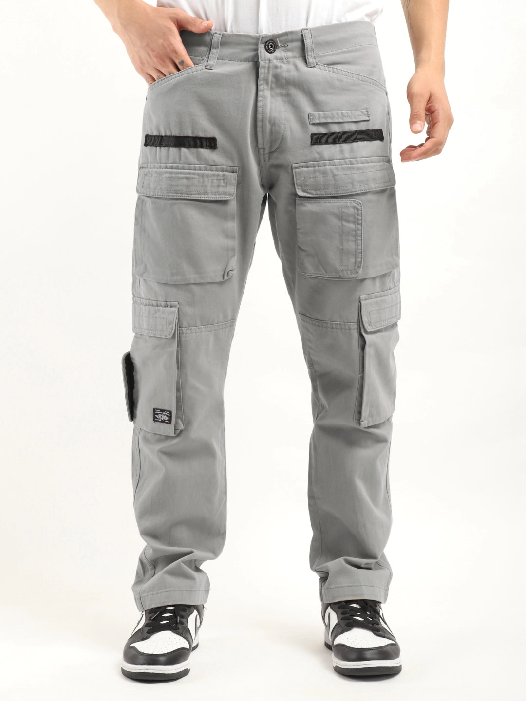 Crime Light Grey Multi Pocket Cargo