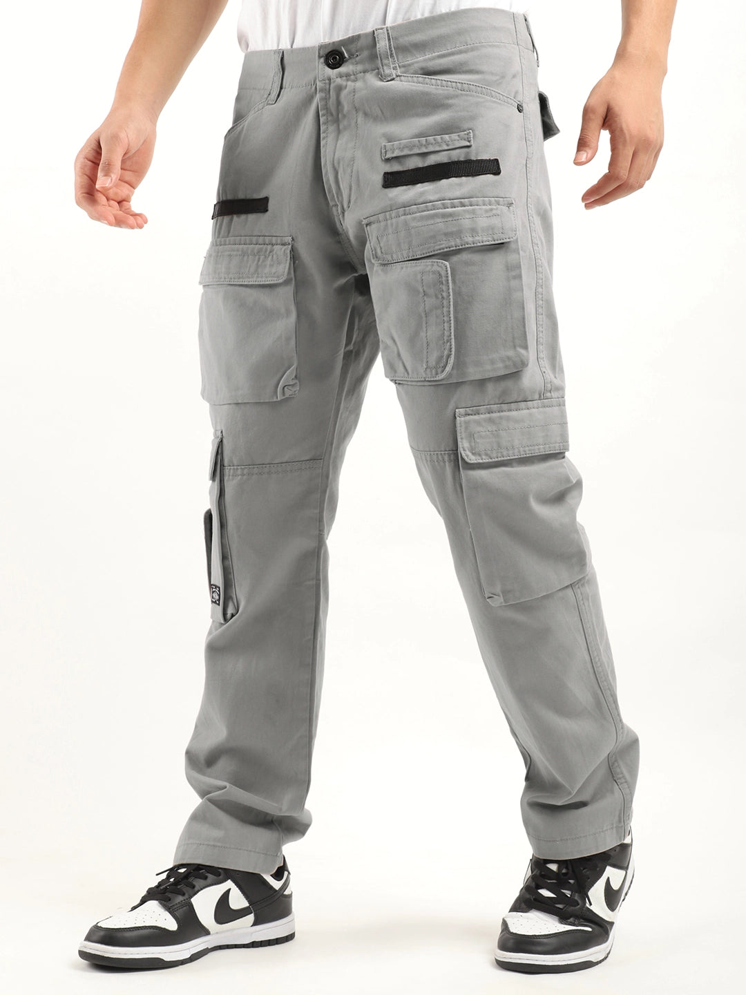 Crime Light Grey Multi Pocket Cargo