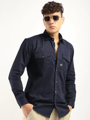 Benoit Navy Plain Shirt