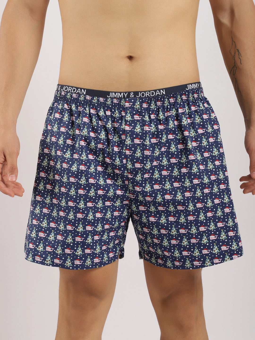 Santa Drip Dark Blue Print Boxer