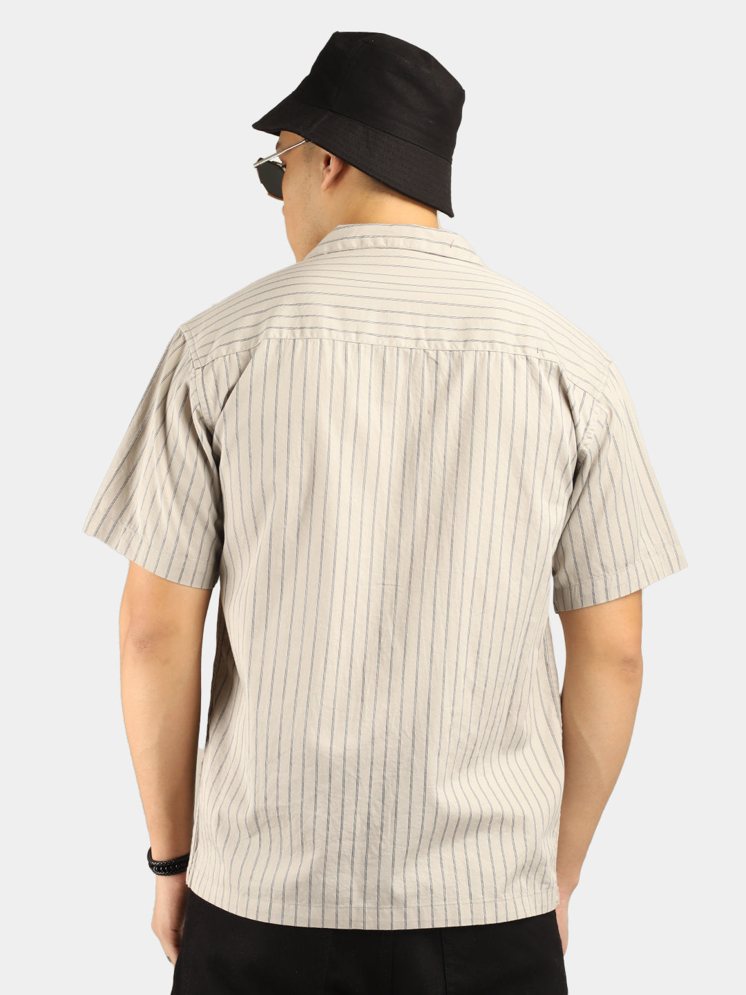 Stripe Vibe Grey Half Sleeve Shirt