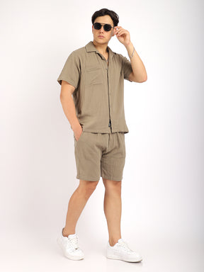 Vero Vibe Lucas Double Clothe Moss Green Co-Ord Set