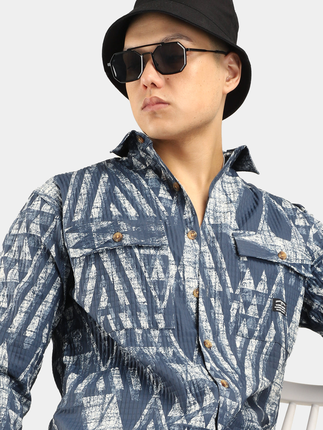 Blue Diamond Box Print Shirt