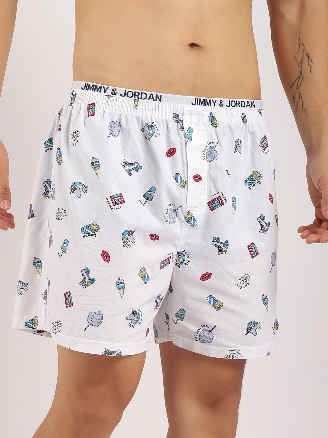 Good Luck White Print Boxer