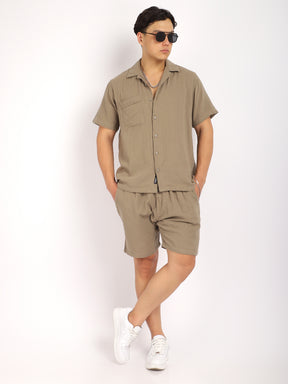 Vero Vibe Lucas Double Clothe Moss Green Co-Ord Set