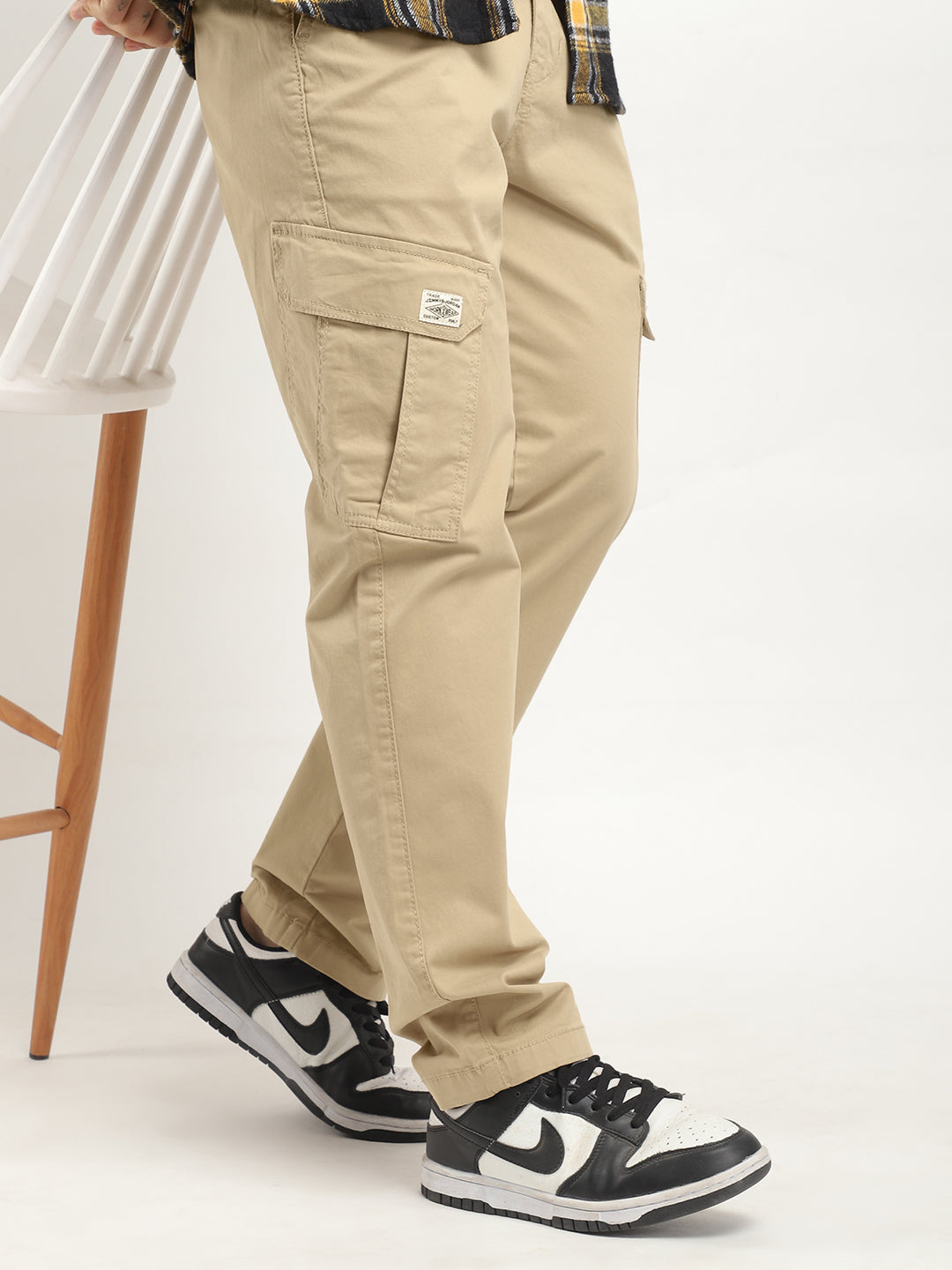Men Beige Cotton Cargo