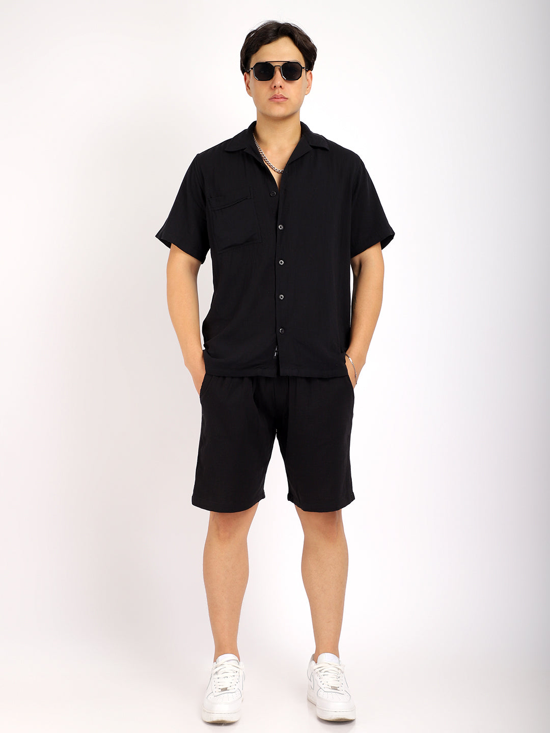 Vero Vibe Lucas Double Clothe Black Co-Ord Set