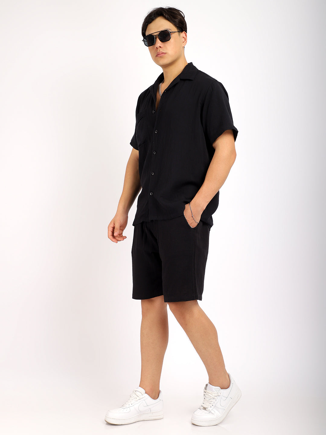 Vero Vibe Lucas Double Clothe Black Co-Ord Set