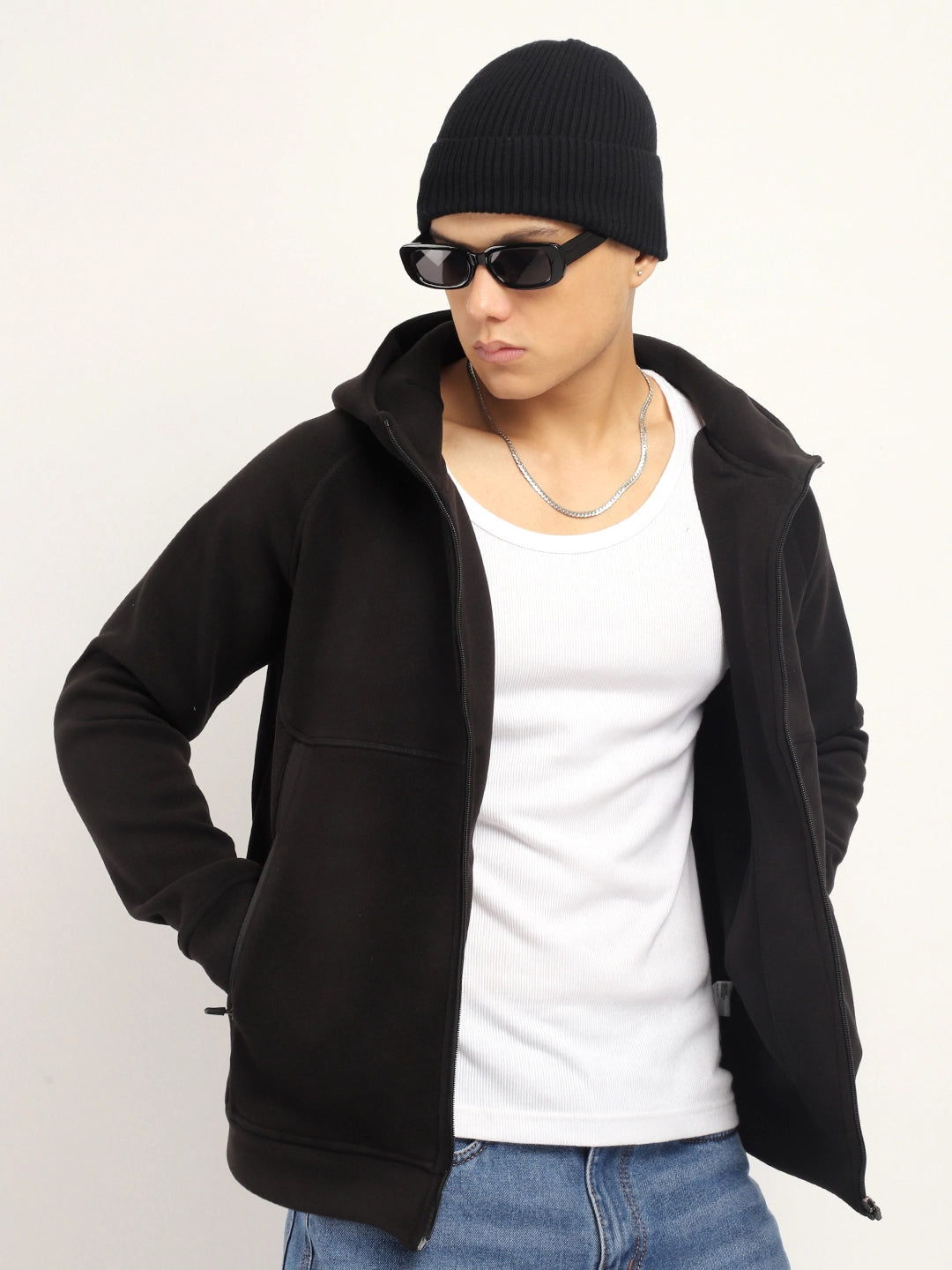 Black Velvet Zipper Hoodie