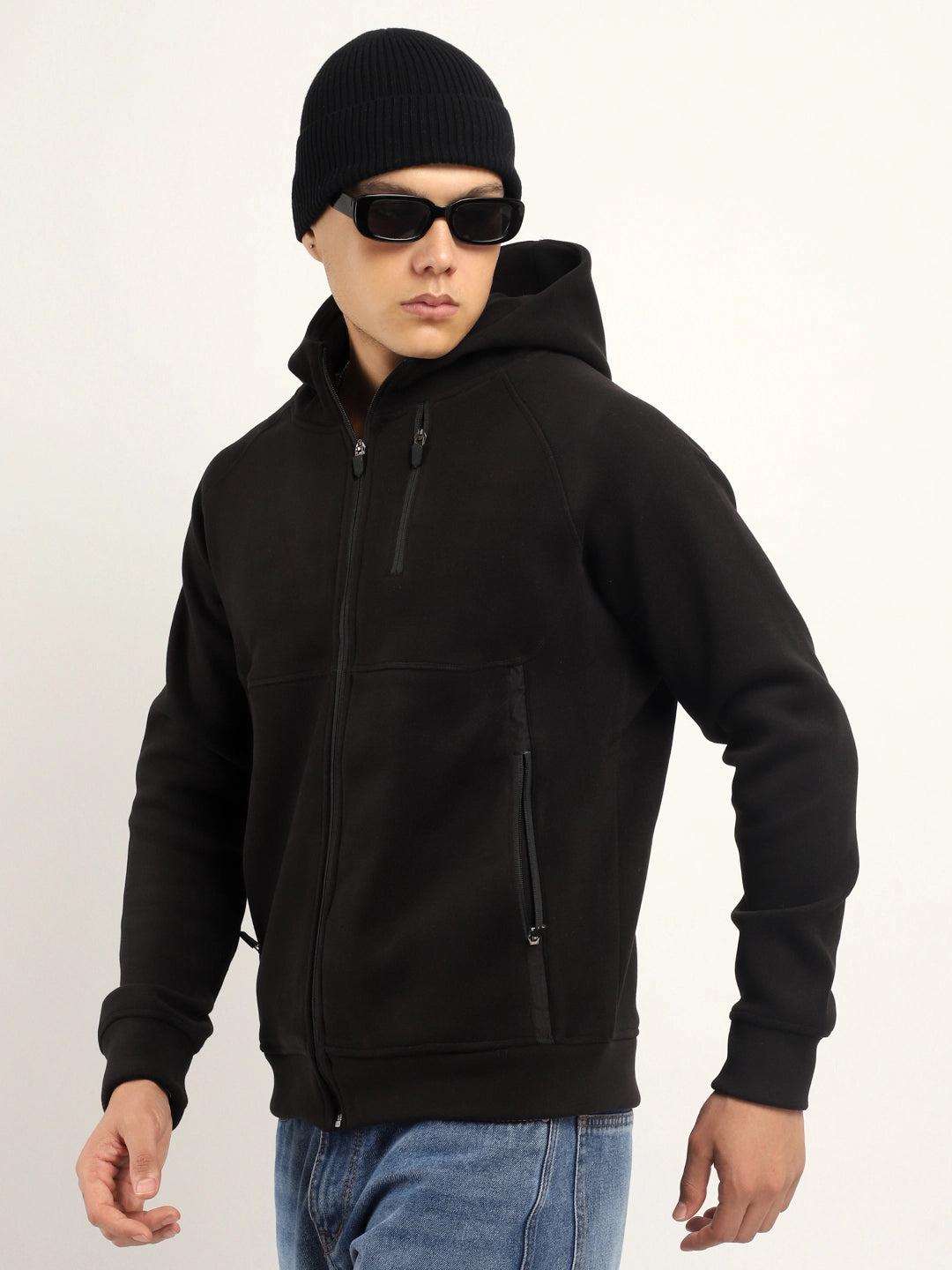 Black Velvet Zipper Hoodie