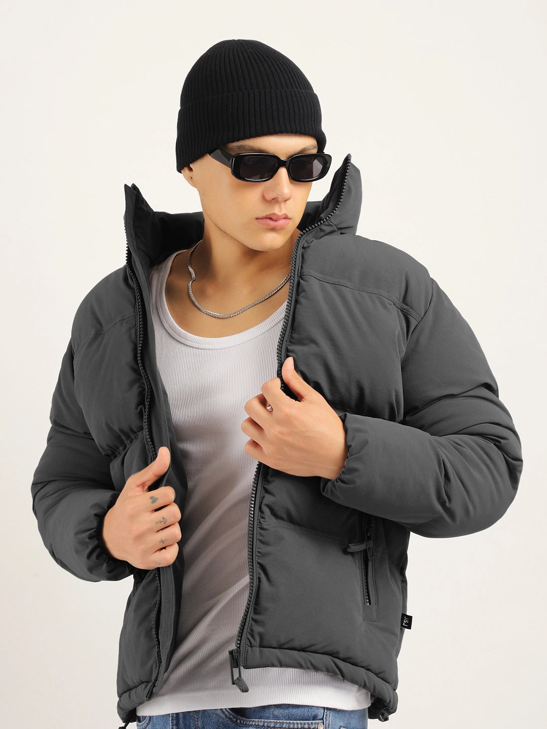 Oxford Street Style Grey Puffer Jacket