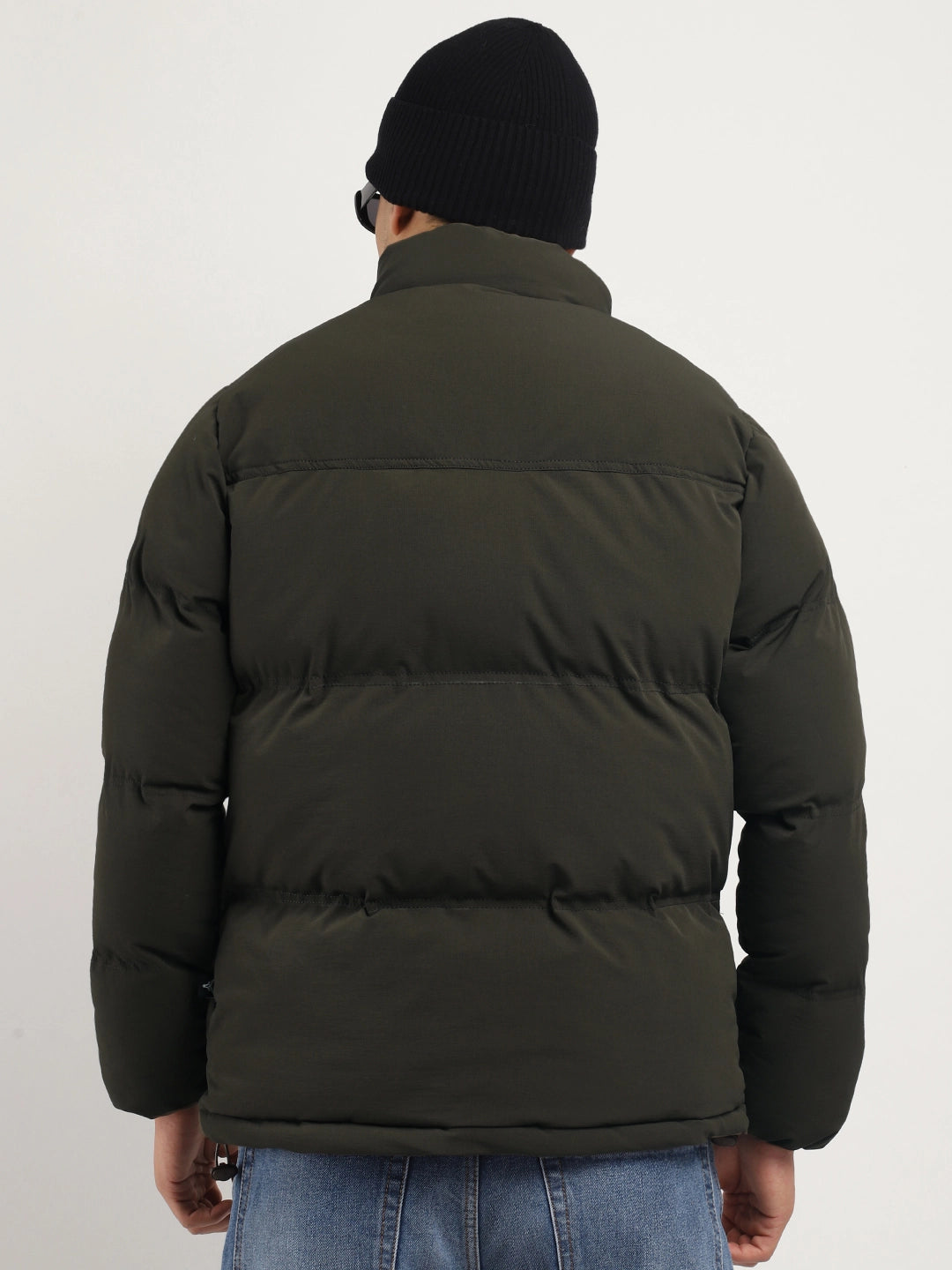 Oxford Street Style Dark Olive Green Puffer Jacket
