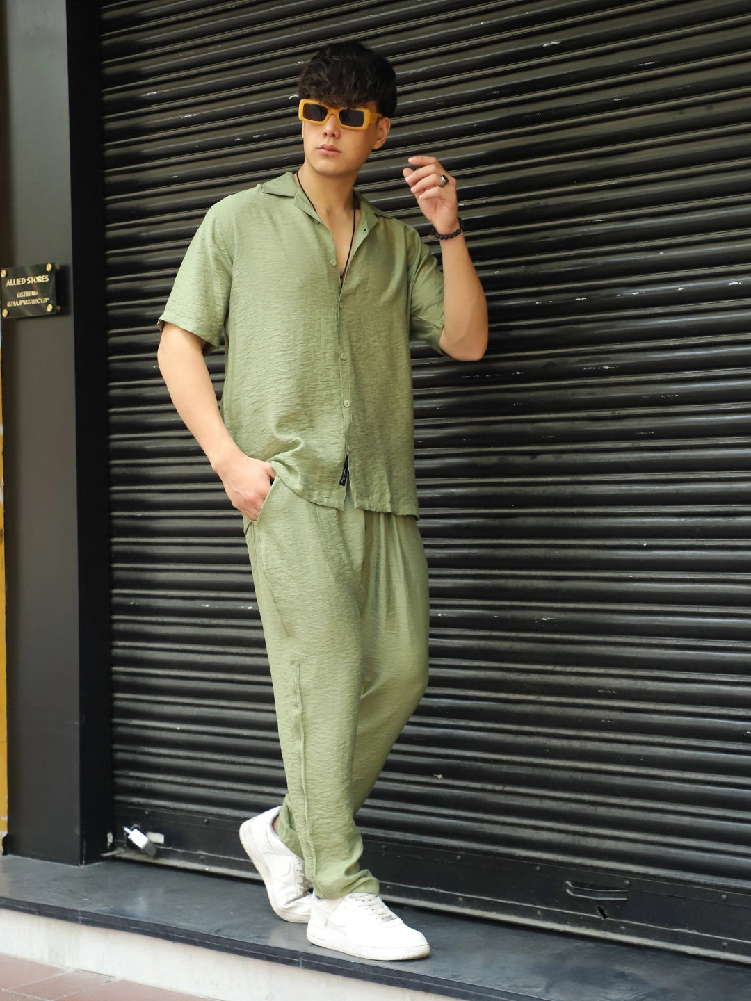 Linen Atlantica Grass Green Co-Ord Set