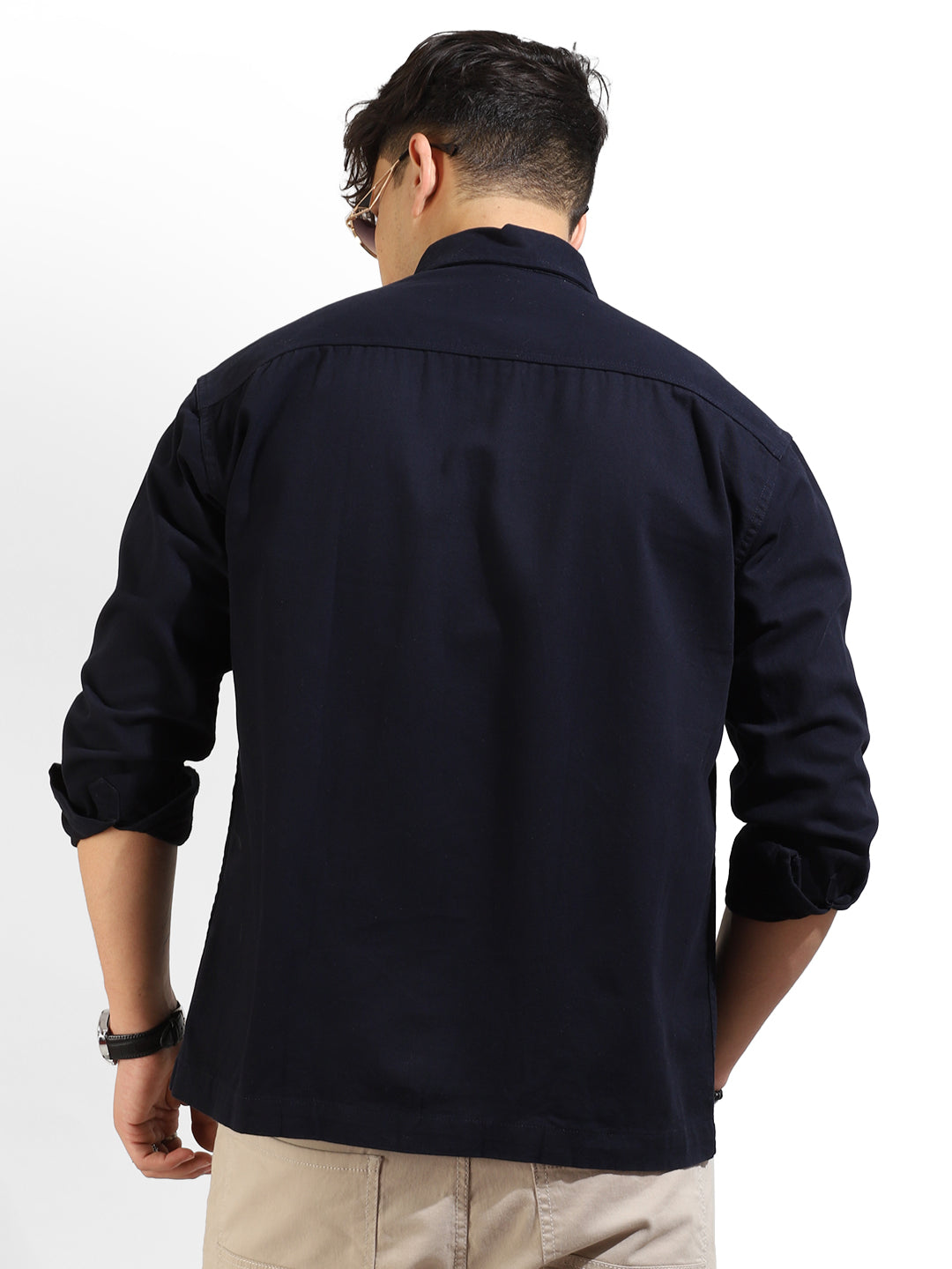 Navy Twill Solid Plain Shirt