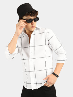 Gentalnetlik texture White Checked Shirt