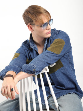 Fade Fit Light Navy Washed Corduroy Denim Shirt