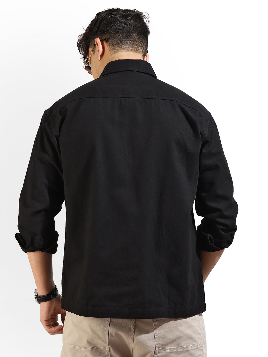 Black Twill Solid Plain Shirt