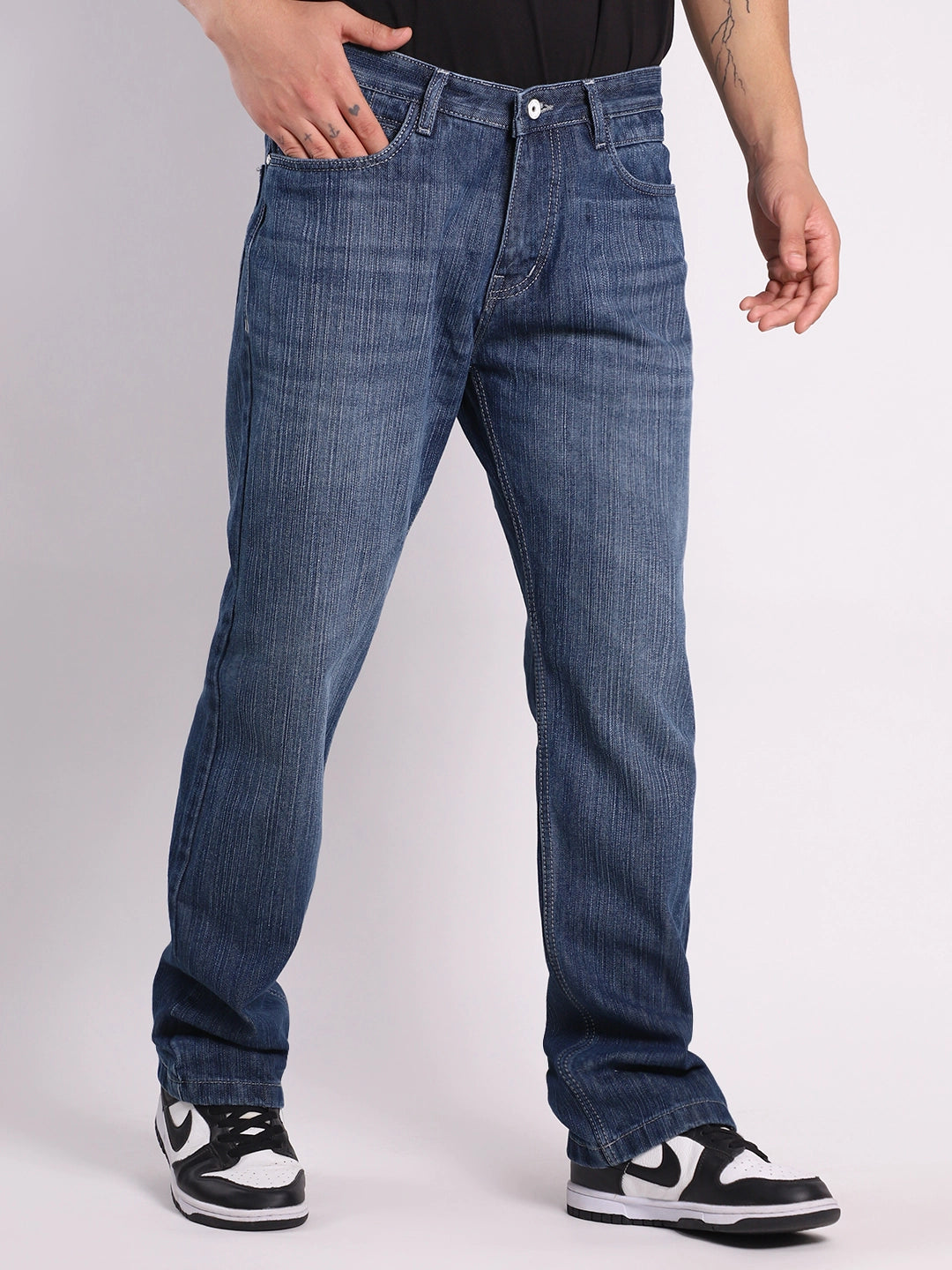 Asphalt Edge Dark Blue Baggy Denim Cargo