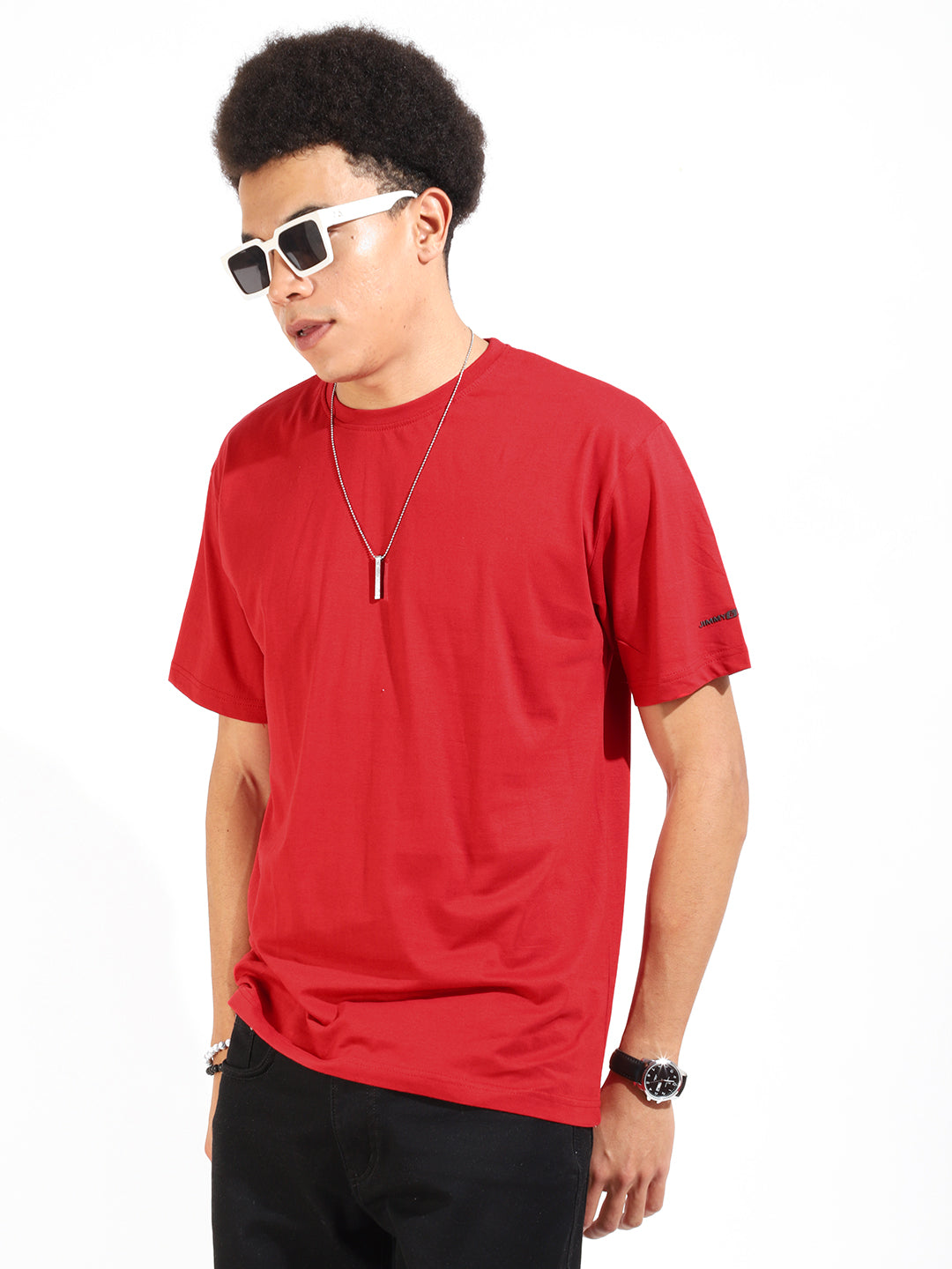 Red Cotton Slim Fit T-Shirt